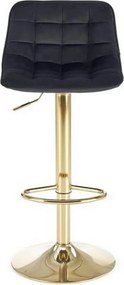 Scaun de bar auriu H120, stofa catifelata/otel, 43x44x84/106 cm