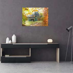 Tablou pe sticlă cu pescărie (70x50 cm)