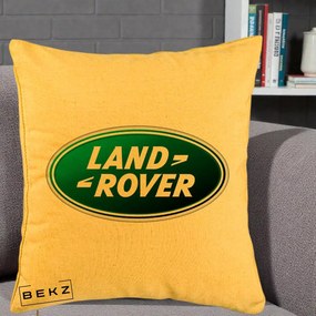 Perna Personalizata cu emblema Land Rover, 40x40 cm, Galben, Husa Detasabila, Perna Inclusa, BEKZ®