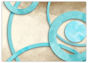 Tablou pe sticlă - Cercuri albastre acvarelă (70x50 cm)