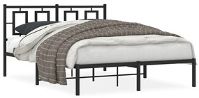 374241 vidaXL Cadru de pat metalic cu tăblie, negru, 140x190 cm