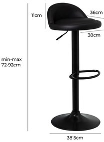 Scaune de bar negre cu înălțime ajustabilă 2 buc. din imitație de piele (înălțime șezut 72 cm) – Casa Selección