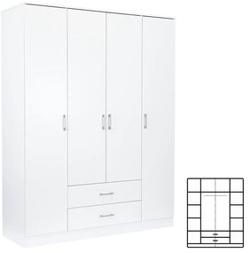 Dulap Miami 160x205 cm alb-alb