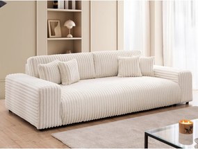 Canapea crem extensibilă/cu spațiu de depozitare cu tapițerie din catifea reiată 260 cm Justin – Ropez