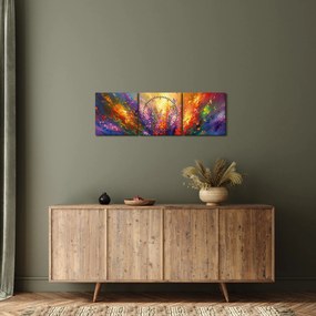Tablou - Abstracție de flori (cu ceas) (90x30 cm)