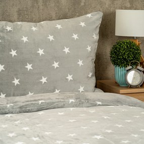 Lenjerie de pat microflanel 4Home Stars gri , 140x 200 cm, 70 x 90 cm