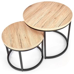 Set 2 buc. măsuțe de cafea Ozell (stejar san remo + negru). 1039434