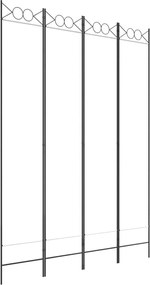 vidaXL Paravan de cameră cu 4 panouri, alb, 160x220 cm, textil