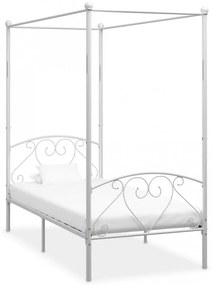 Cadru de pat cu baldachin, alb, 90 x 200 cm, metal