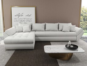Colțar extensibil dumonde cu ladă de depozitare si sezut confortabil din spuma high-density, Loana XL Euphoria Ivory 335x185 cm