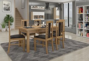 Set de masa extensibila si 6 scaune tapitate, RODOS 59, ADRK Furniture (Culoare: Stejar)
