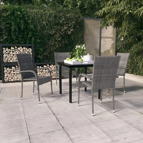 3099390 vidaXL Set mobilier de grădină, 5 piese, gri și negru