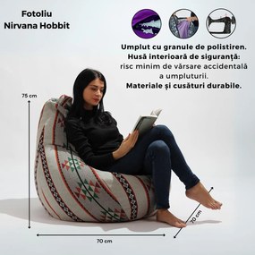 Fotoliu puf copii, Nirvana Hobbit Pufrelax, Material Impermeabil, imprimeu cu pisici - Cattitude