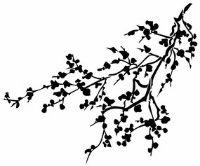 Sticker decorativ perete ramuri, 65x55 cm, negru