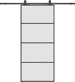 vidaXL Ușă glisantă cu set de feronerie neagră 90x205 cm Sticlă ESG