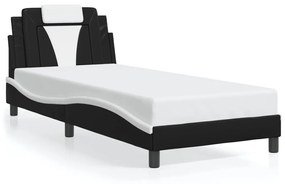 3213985 vidaXL Cadru de pat cu lumini LED negru/alb 80x200 cm piele ecologică