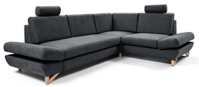 Colțar extensibil tapițat AVESTA, cu spațiu de depozitare, configurație L pe partea dreaptă, antracit