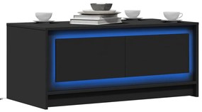 vidaXL Măsuță de cafea cu lumini LED, negru, lemn prelucrat