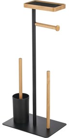 Suport pentru hârtie igienică cu perie șisuport MSV Teiki 20 x 30 x 67 cm, negru