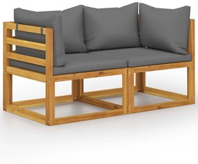 vidaXL Bancă de grădină cu 2 locuri, perne gri închis