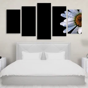 Tablou Multicanvas 5 Piese Abstract White Flowers - 150X80 cm 150X80 cm