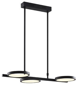 Lampă modernă suspendată neagră inclusiv LED cu 3 trepte de reglare a intensității luminii, 3 lumini - Vivé