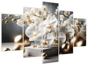 Tablou - Orhidee și bile aurii (150x105 cm)