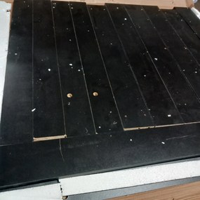 OFERTA Masa de sufragerie neagra cu blat in decor din stejar craft auriu MADO 120x80 II. calitate