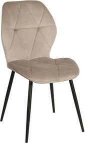 Scaun KEN, bej inchis/negru, stofa catifelata/metal, 47x55x87 cm
