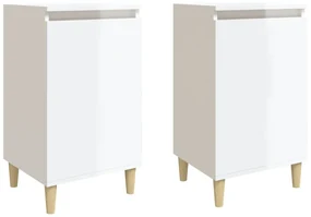 819633 vidaXL Noptiere, 2 buc., alb extralucios, 40x35x70 cm, lemn prelucrat