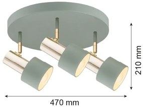 Spot DORIA 3xE27/15W/230V verde/alamă Argon 6007