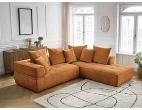 Colțar galben muștar cu tapițerie din chenille (cu colț pe partea dreaptă/în formă de ”L”) Whesley – Bobochic Paris