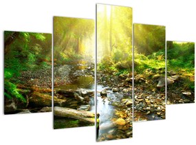 Tablou cu râul în pădurea verde (150x105 cm)