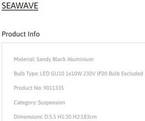 Pendul tubular design modern minimalist SEAWAVE, negru