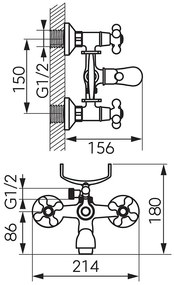 Set de dus, Ferro, Antica, baterie de dus cu para si furtun, bronz antichizat