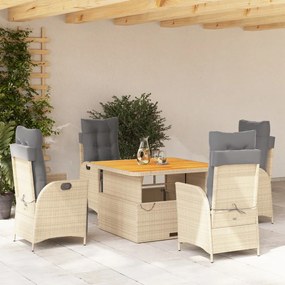 vidaXL Set mobilier de grădină cu perne, 5 piese, bej, poliratan