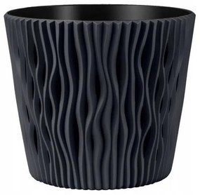 Ghiveci decorativ de flori, rotund, antracit, 7.9 L, 26.2x22.2 cm, Sandy Round