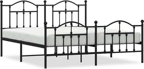 vidaXL Cadru pat metalic cu tăblii de cap/picioare, negru, 183x213 cm
