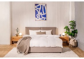 Pat matrimonial taupe tapițat cu spațiu de depozitare cu somieră 180x200 cm Myra Pillow – Bonami Selection