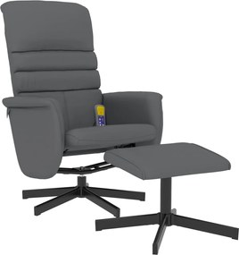 vidaXL Fotoliu de masaj rabatabil cu taburet, gri, piele ecologică