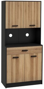 HOMCOM Bufet de bucătărie Dulap de depozitare, 2 dulapuri 4 uși 1 sertar, pasaje pentru cabluri 80L x 40P x 180H cm | Aosom Romania