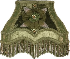Abajur din textil, verde, formă dreptunghiulară, 17 x 22 x 18 cm, „Victoria”