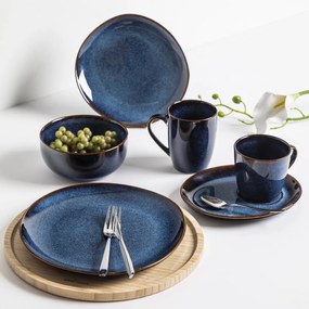 Altom Ceaşcă din ceramică cu farfurie Reactive Navy Blue 310 ml