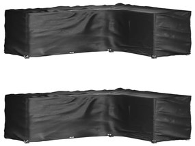 vidaXL Huse mobilier grădină formă L, 2 buc., 18 ocheți, 285x220x80 cm