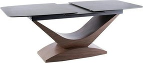 Masa sticla securizata DOLCE, gri mat/nuc, 180-240x95x76 cm