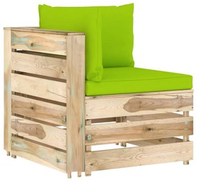 Set mobilier de gradina cu perne, 8 piese, lemn verde tratat bright green and brown, 8