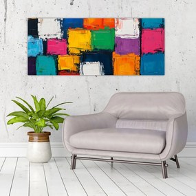 Tablou - Pictură cu pătrate colorate (120x50 cm)