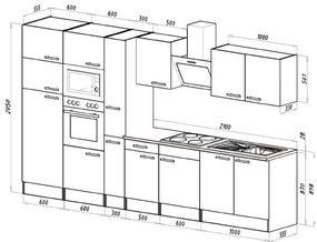 Mobilă de bucătărie Yorki 360, corp alb, față antracit satinat