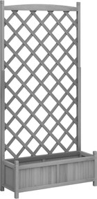 vidaXL Jardinieră cu spalier, gri, lemn masiv de brad