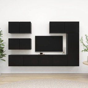 Set dulapuri TV, 6 piese, negru, PAL Negru, 80 x 30 x 30 cm, 1